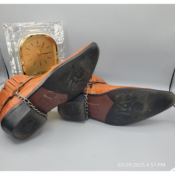 Western Biker Ankle Boot Chain Zip Vegan Friendly Size 42 UK 9 Men 11 Women - Picture 8 of 12